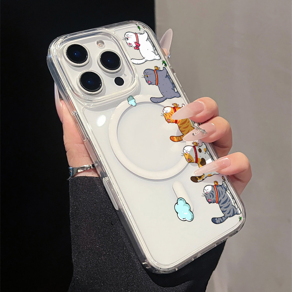 Apple Iphone 15 Pro Max - Милый мультяшный кот: Прозрачный акриловый чехол